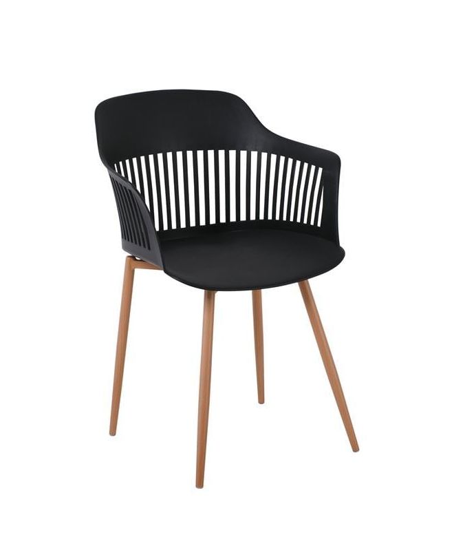 LOUISE Πολυθρόνα Μέταλλο Βαφή Φυσικό, PP-UV Μαύρο (εκτός συσκευασίας)  59x58x82cm