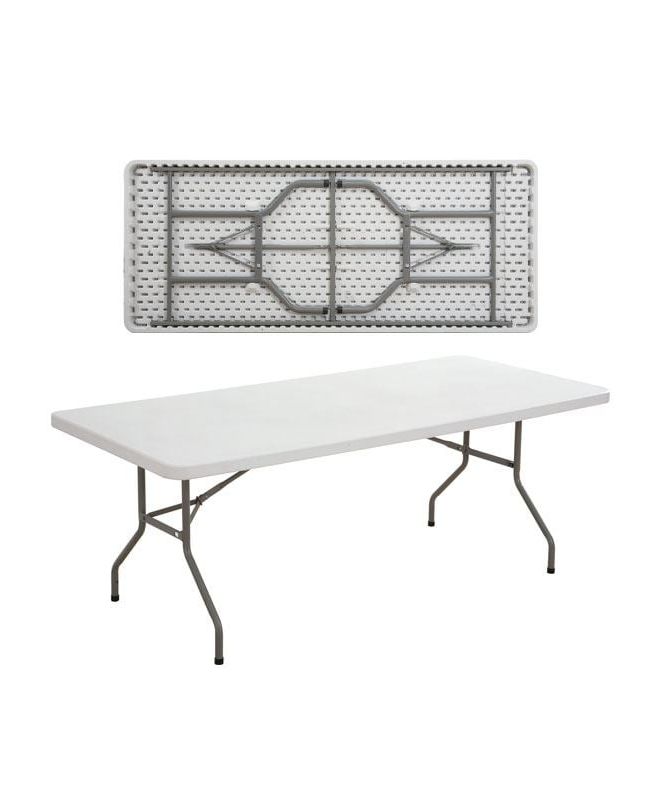 BLOW Τραπέζι Συνεδρίου - Catering Πτυσσόμενο, Μέταλλο Βαφή Γκρι, HDPE Άσπρο  183x76x74cm