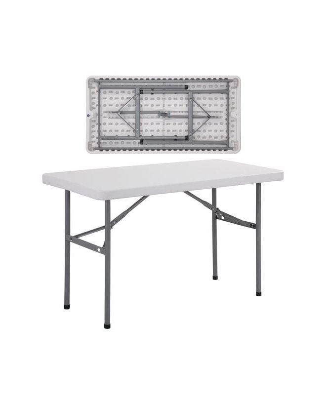 BLOW Τραπέζι Συνεδρίου - Catering Πτυσσόμενο, Μέταλλο Βαφή Γκρι, HDPE Άσπρο  122x60x74cm