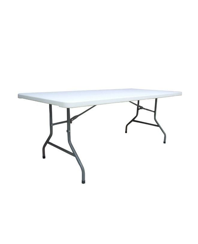 BLOW Τραπέζι Συνεδρίου - Catering Πτυσσόμενο, Μέταλλο Βαφή Γκρι, HDPE Άσπρο  198x90x74cm