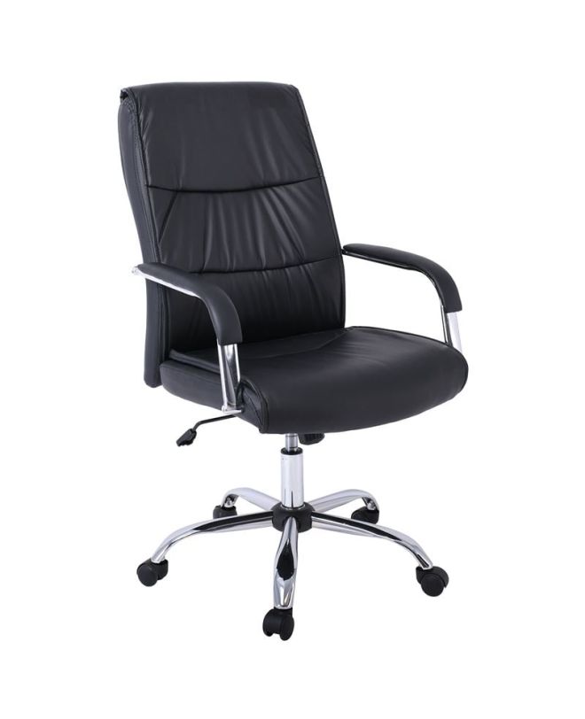 BF5100 Πολυθρόνα Διευθυντή Βάση Μέταλλο Χρώμιο - PU Μαύρο  60x70x104/114cm