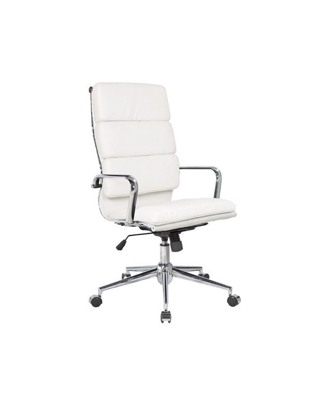 BF4800 Πολυθρόνα Διευθυντή Μέταλλο Χρώμιο - PU Άσπρο  55x66x116/126cm