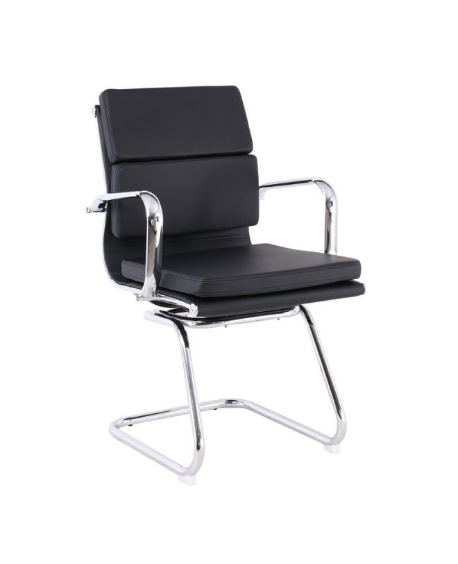 BF4800V Πολυθρόνα Γραφείου Επισκέπτη, Μέταλλο Χρώμιο, PU Μαύρο  55x63x92cm