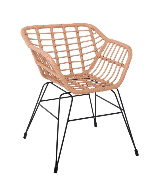 SALSA-S Πολυθρόνα Κήπου, Μέταλλο Βαφή Μαύρο, Wicker Φυσικό (χωρίς μαξιλάρι)  57x64x76cm