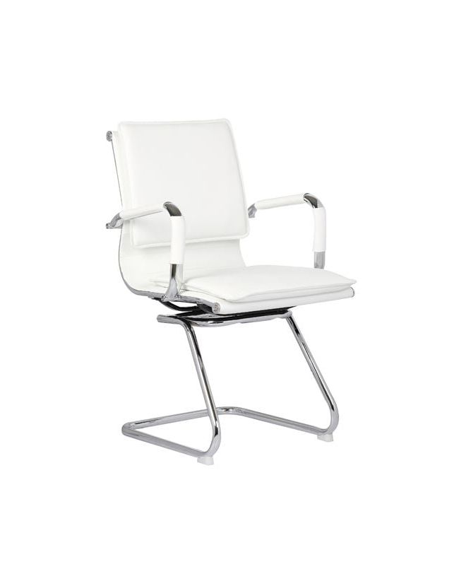 BF3600V Πολυθρόνα Γραφείου Επισκέπτη, Μέταλλο Βάση Χρώμιο - PU Άσπρο  55x63x92cm