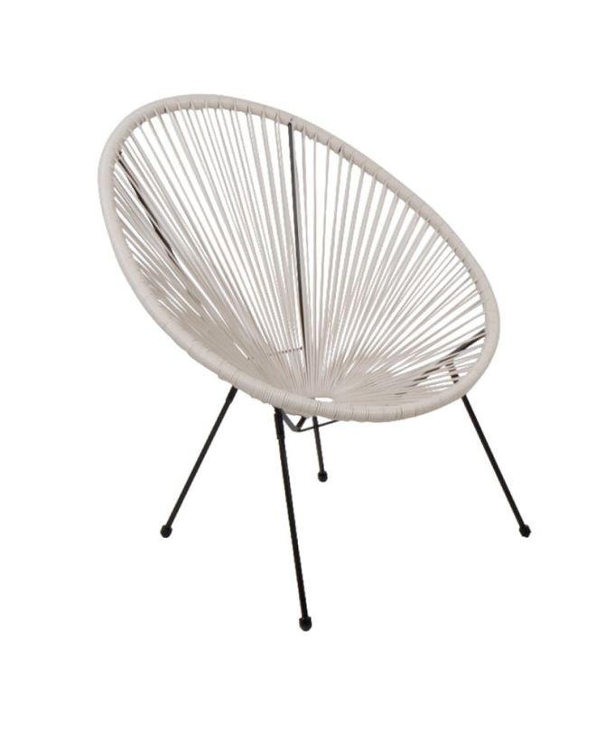 ACAPULCO Πολυθρόνα Μέταλλο Βαφή Μαύρο, Rattan Άσπρο  73x76x89cm