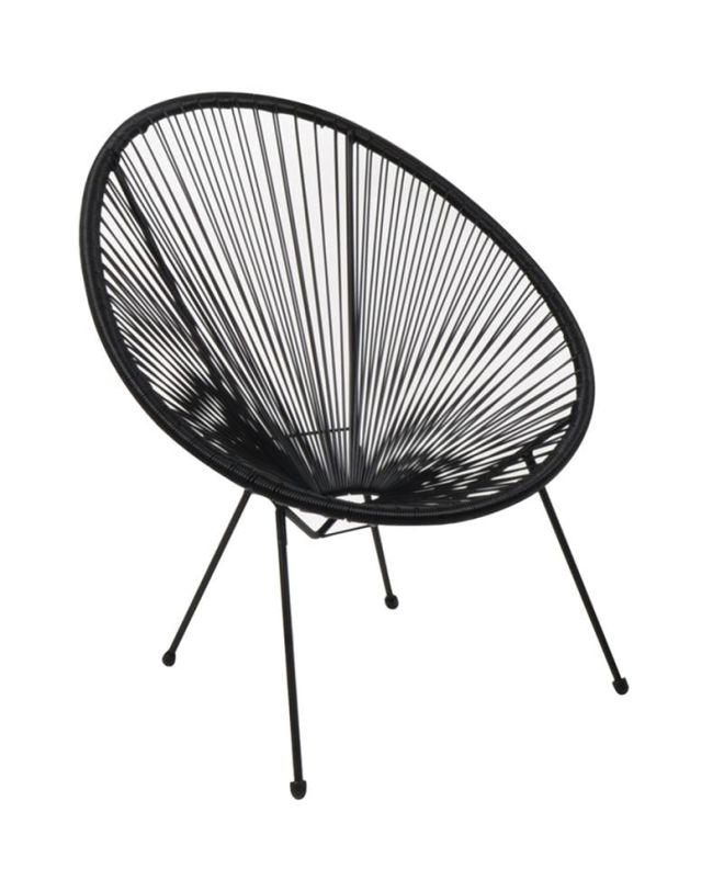 ACAPULCO Πολυθρόνα Μέταλλο Βαφή Μαύρο, Rattan Μαύρο  73x76x89cm