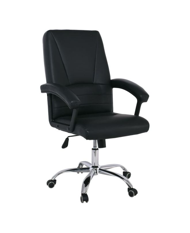 BF6350 Πολυθρόνα Διευθυντή Μέταλλο Χρώμιο, PU Μαύρο  67x69x108/116cm