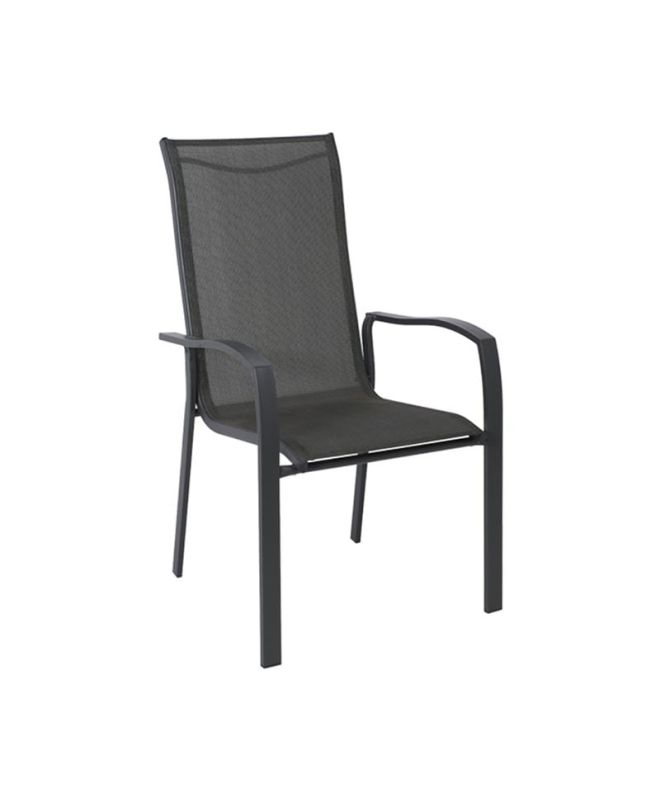 VERONA Dining Πολυθρόνα Κήπου - Βεράντας, Μέταλλο Βαφή Ανθρακί, Textilene Γκρι  56x70x96cm