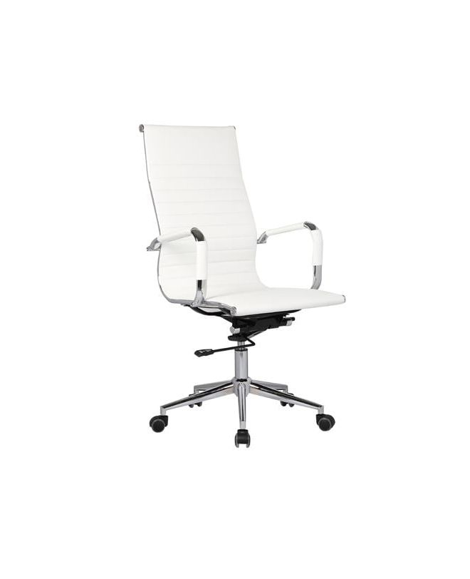 BF3300 Πολυθρόνα Γραφείου Διευθυντή, Μέταλλο Βάση Χρώμιο PU Άσπρο  55x64x108/118cm