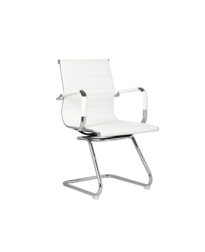BF3300V Πολυθρόνα Γραφείου Επισκέπτη, Μέταλλο Βάση Χρώμιο PU Άσπρο  55x60x91cm