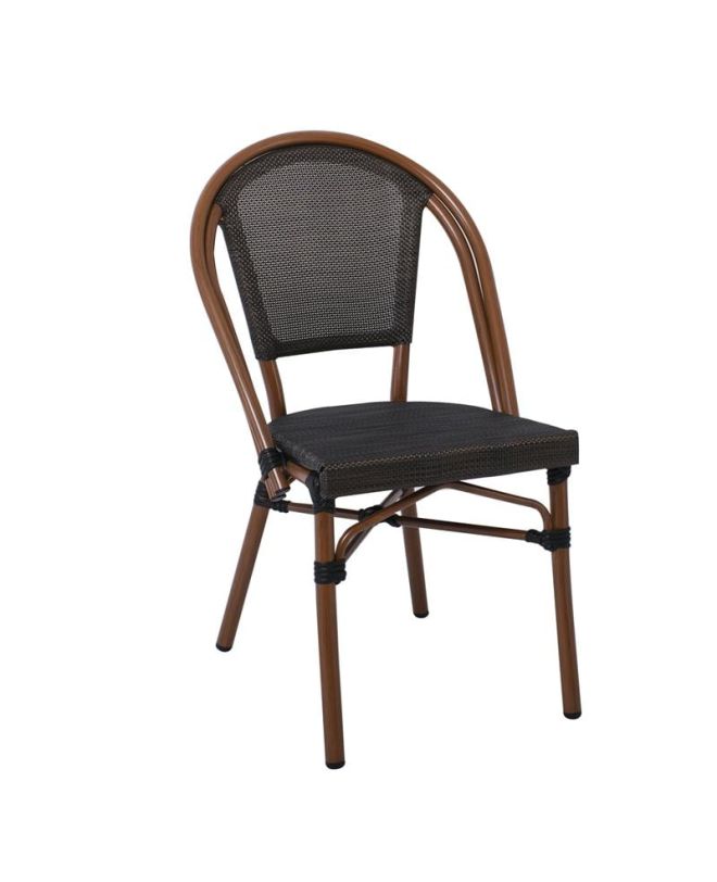 COSTA Καρέκλα Dining Αλουμινίου, Απόχρωση Καρυδί Textilene Μαύρο  50x55x85cm