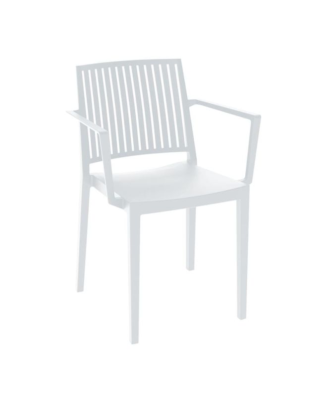 CARMEN Πολυθρόνα Τραπεζαρίας Κήπου Στοιβαζόμενη, PP - UV Protection, Απόχρωση Άσπρο  58x55x82cm