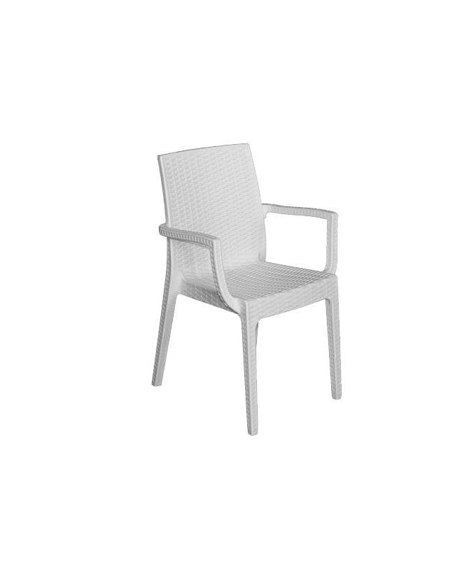 DAFNE Πολυθρόνα Τραπεζαρίας Κήπου Στοιβαζόμενη, PP Rattan Look UV Protection, Άσπρo  54x55x85cm