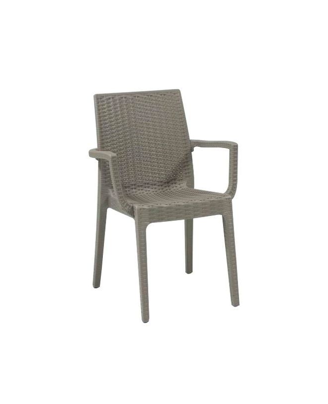 DAFNE Πολυθρόνα Τραπεζαρίας Κήπου Στοιβαζόμενη, PP Rattan Look UV Protection, Μπεζ  54x55x85cm