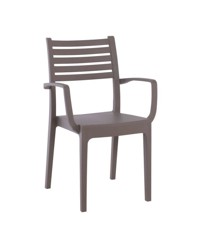 OLIMPIA Πολυθρόνα Τραπεζαρίας Κήπου Στοιβαζόμενη, PP - UV Protection, Απόχρωση Tortora  54x52x86cm