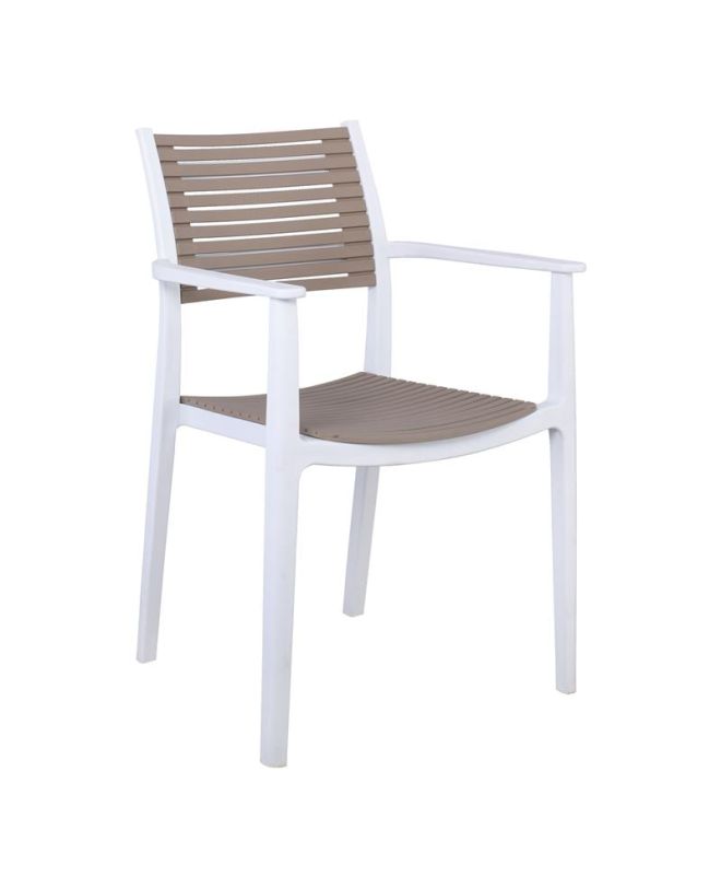 AKRON Πολυθρόνα PP-UV Άσπρο - Sand Beige  60x55x85cm