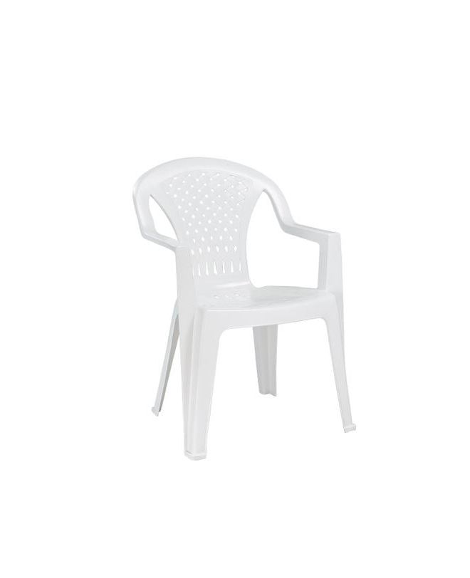 PORTOFINO Πολυθρόνα Τραπεζαρίας Κήπου - Βεράντας, PP Άσπρο, Στοιβαζόμενη  57x56x80cm