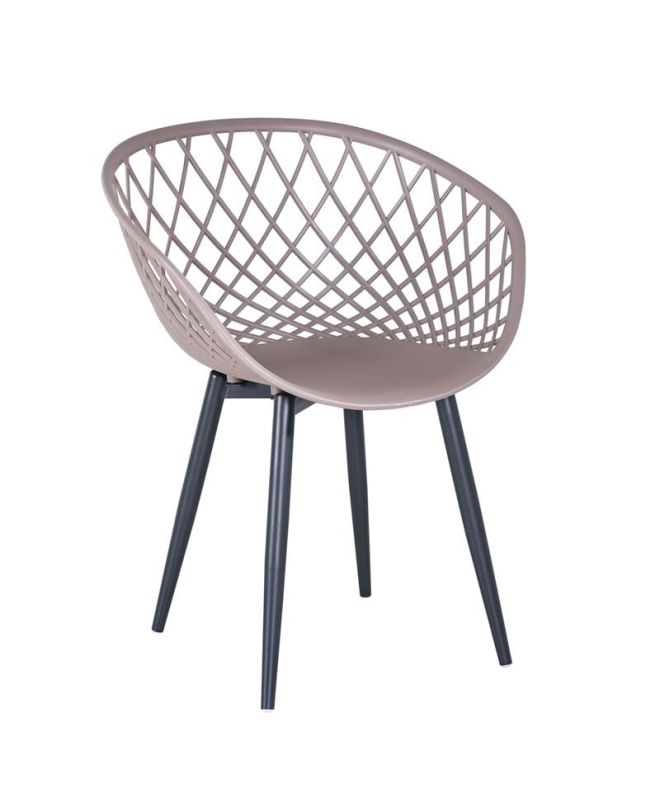 REX Πολυθρόνα Μέταλλο Βαφή Μαύρο, PP-UV Sand Beige (εκτός συσκευασίας)  62x56x80cm