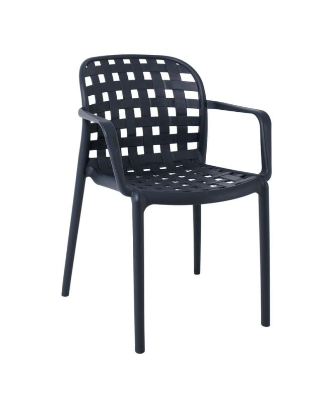 DENON Πολυθρόνα Στοιβαζόμενη Πολυπροπυλένιο (PP-UV) Ανθρακί  58x57x82cm