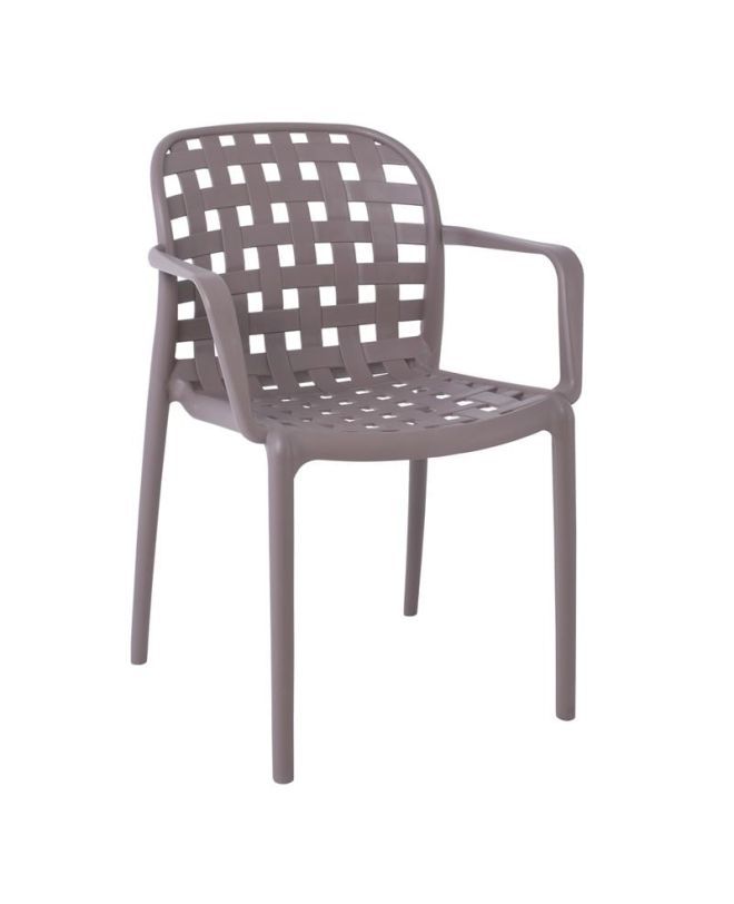 DENON Πολυθρόνα Στοιβαζόμενη Πολυπροπυλένιο (PP) Καφέ Mocha  58x57x82cm