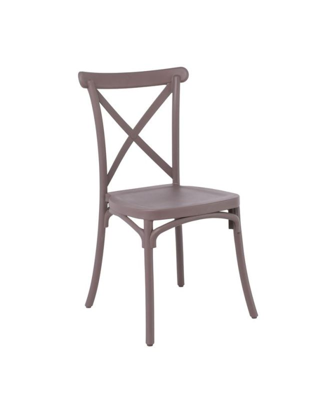 DESTINY Καρέκλα Πολυπροπυλένιο (PP), Απόχρωση Καφέ Mocha, Στοιβαζόμενη  48x51x90cm