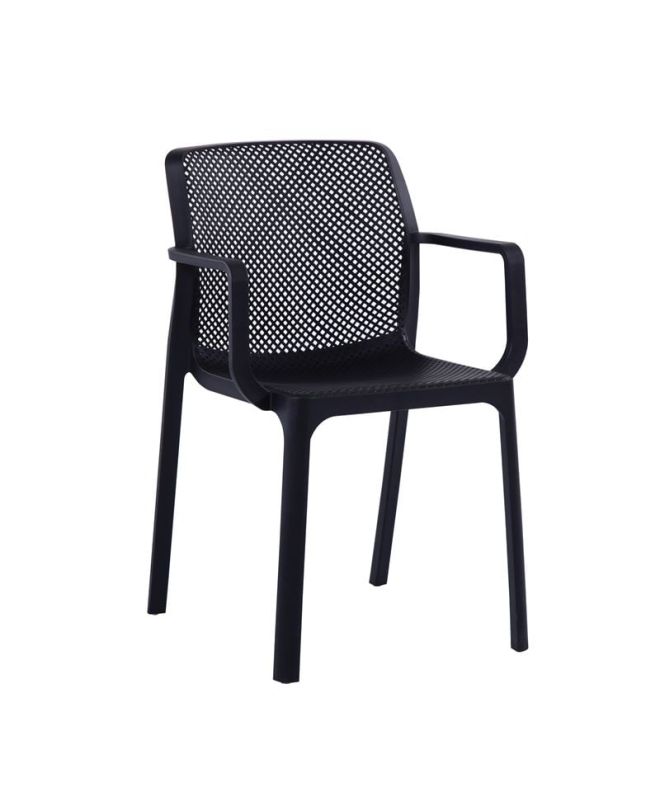 DORIAN Πολυθρόνα Κήπου Βεράντας PP-UV Μαύρο  54x55x83cm