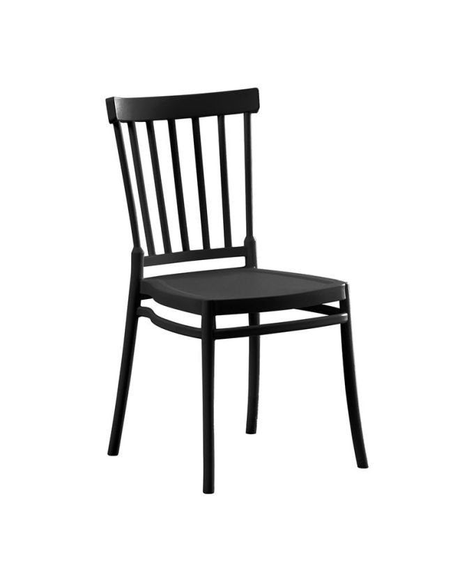 WINDSOR Καρέκλα Τραπεζαρίας Κήπου Στοιβαζόμενη, PP Μαύρο UV Protection  46x53x86cm