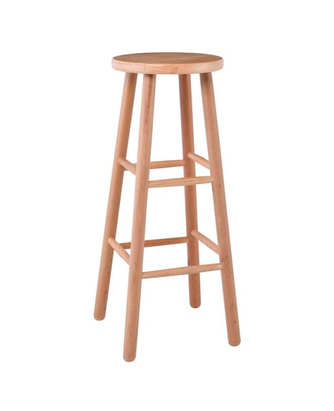 ΟΞΙΑ Σκαμπό BAR Στρογγυλό, Λούστρο Φυσικό  33x33x77cm (ΚάθισμαΦ30cm)