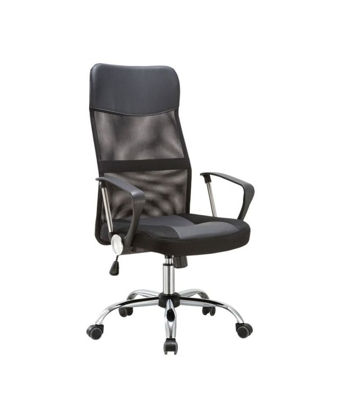 BF2400-PU Πολυθρόνα Γραφείου Διευθυντή, Βάση Χρώμιο, Pu Μαύρο, Mesh Μαύρο  61x63x110/120cm