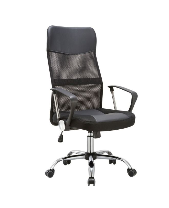 BF2400-PVC Πολυθρόνα Γραφείου Διευθυντή, Βάση Χρώμιο, Pvc Μαύρο - Mesh Μαύρο  61x68x108/118cm