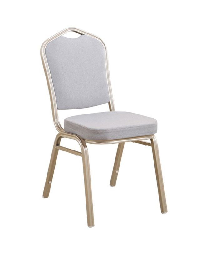 HILTON Καρέκλα Μέταλλο Βαφή Light Gold, Ύφασμα Γκρι  44x55x93cm