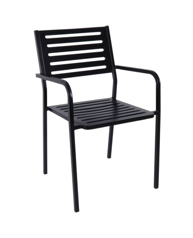 VERA Πολυθρόνα Μέταλλο Βαφή  Μαύρο, Στοιβαζόμενη  54x54x84cm
