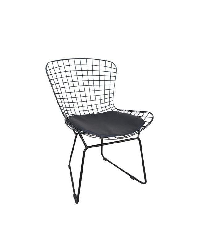 SAXON Καρέκλα Μέταλλο Βαφή Μαύρο, Μαξιλάρι Μαύρο  54x62x78cm