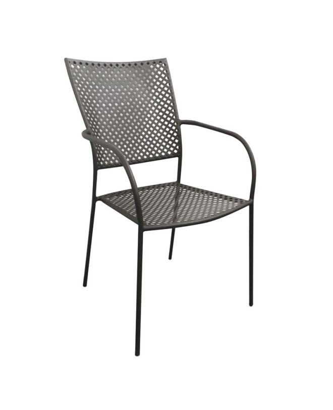 FERIA Πολυθρόνα Μέταλλο Βαφή Mesh Μαύρο, Στοιβαζόμενη  57x62x87cm