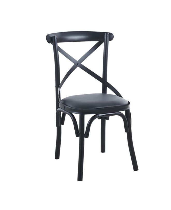MARLIN Καρέκλα Τραπεζαρίας Μέταλλο Βαφή Μαύρο, PU Μαύρο  52x51x86cm