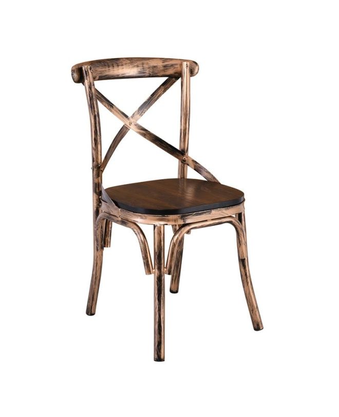 MARLIN Wood Καρέκλα Dark Oak, Μέταλλο Βαφή Black Gold  52x51x86cm