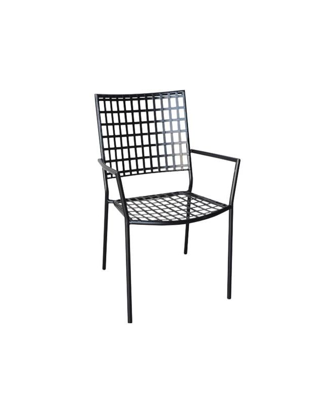 CASTELLO Πολυθρόνα Μέταλλο Mesh Βαφή Μαύρο, Στοιβαζόμενη  57x62x89cm