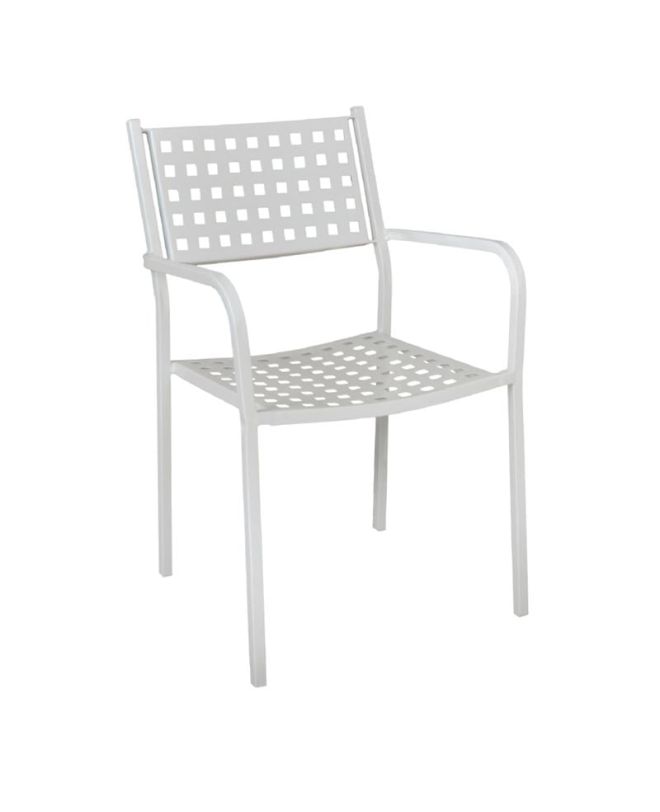 CAPRICE Πολυθρόνα Στοιβαζόμενη, Μέταλλο Βαφή Άσπρο  54x51x84cm