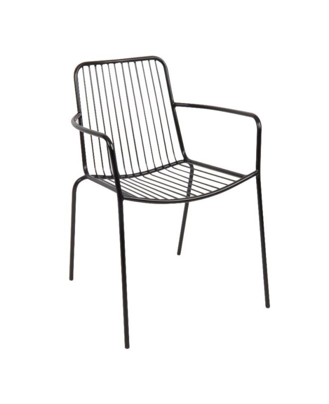 NEXUS Πολυθρόνα Κήπου Βεράντας, Μέταλλο Βαφή Μαύρο, Στοιβαζόμενη  56x58x80cm