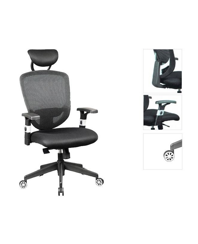 BF9100 Πολυθρόνα Γραφείου Διευθυντή, Mesh Μαύρο, Μπράτσα up-down  65x62x114/122cm
