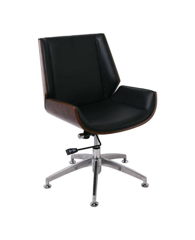 BF9860V Πολυθρόνα Επισκέπτη Μέταλλο Χρώμιο Καρυδί - Pu Μαύρο  65x66x82/90cm