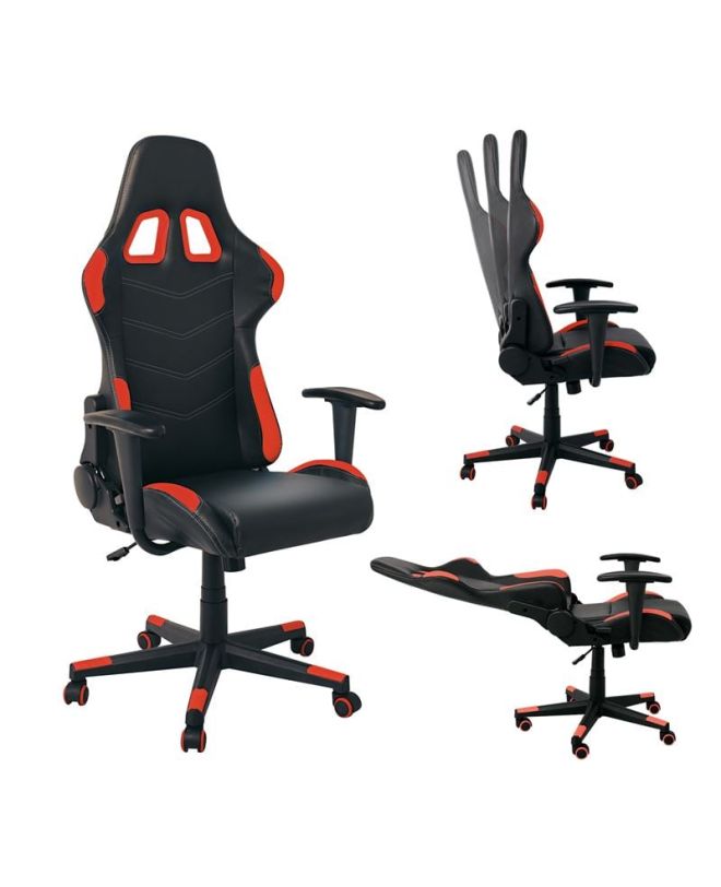BF9150 Gaming Πολυθρόνα Γραφείου, Ανάκλιση Πλάτης έως 90°, Pu Μαύρο - Κόκκινο  67x69x124/134cm
