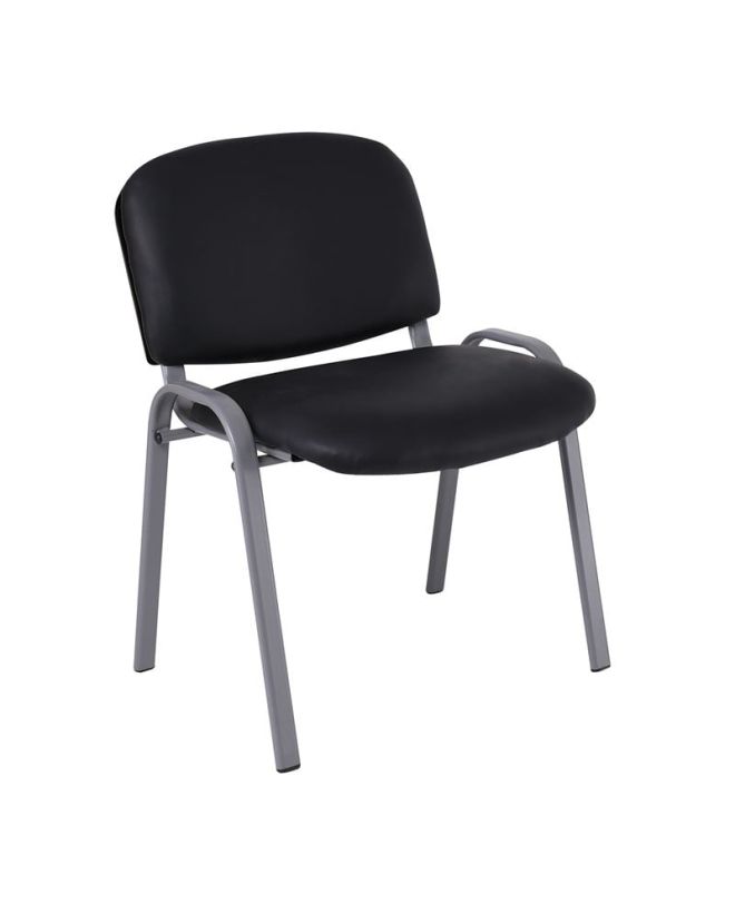 SIGMA Καρέκλα Στοιβαζόμενη Γραφείου Επισκέπτη, Μέταλλο Βαφή Silver, PVC Μαύρο  55x60x79cm / Σωλ.35x16/1mm