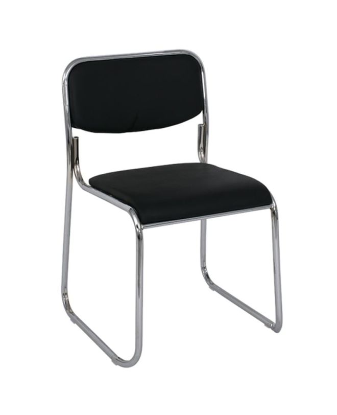 CAMPUS Καρέκλα Επισκέπτη Γραφείου, Στοιβαζόμενη Χρώμιο Μέταλλο, Soft Pu Μαύρο  51x49x78cm