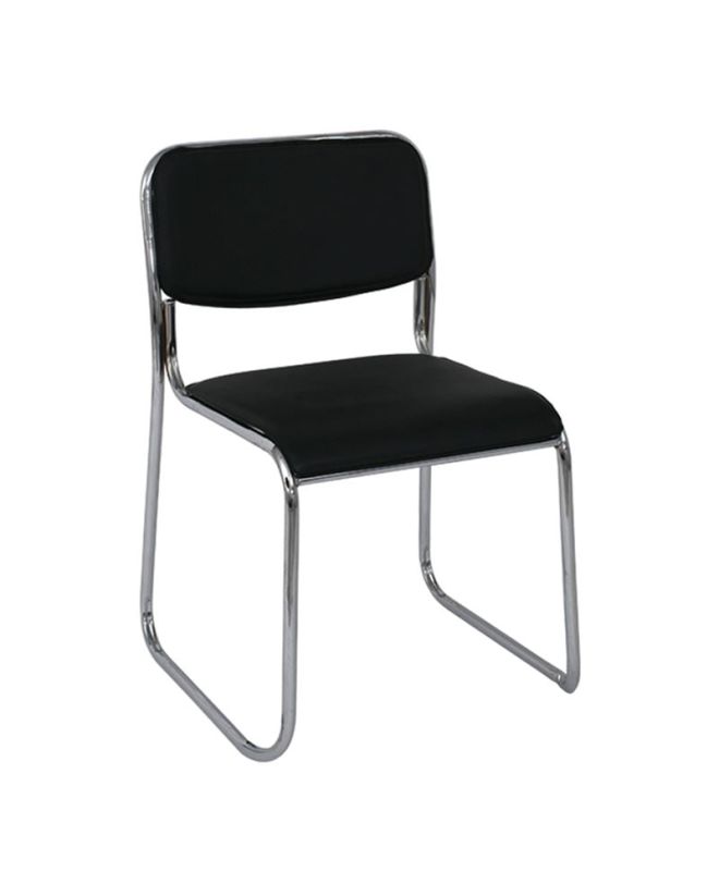 CAMPUS Καρέκλα Επισκέπτη Γραφείου, Στοιβαζόμενη Χρώμιο Μέταλλο, Hard PVC Μαύρο  51x52x78cm