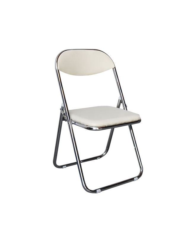 STAR Καρέκλα Πτυσσόμενη Μέταλλο Χρώμιο, Pu Εκρού  45x49x80cm