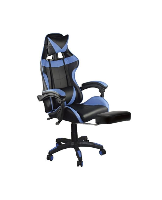 BF7860 Gaming Relax Πολυθρόνα Γραφείου με Υποπόδιο, Pu Μαύρο - Μπλε  63x70x117/127cm