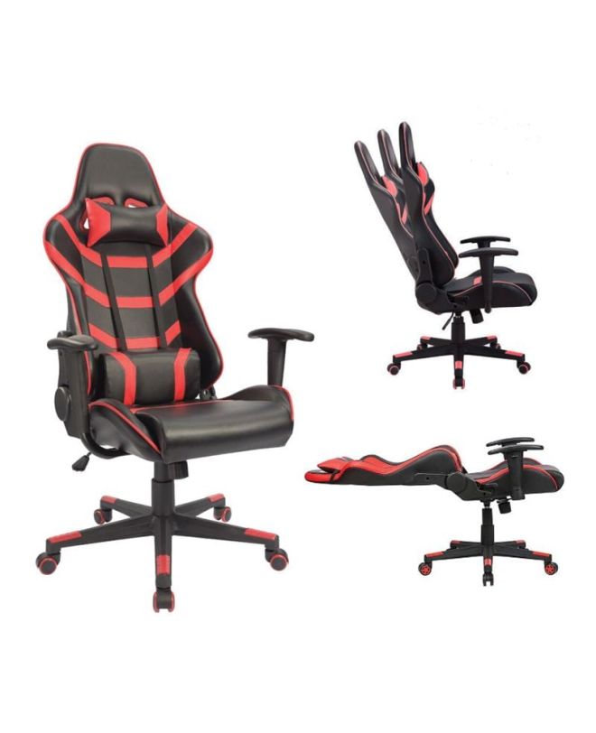 BF9050 Gaming Πολυθρόνα Γραφείου, Ανάκλιση Πλάτης έως 90°, Pu Μαύρο - Κόκκινο  67x69x124/134cm