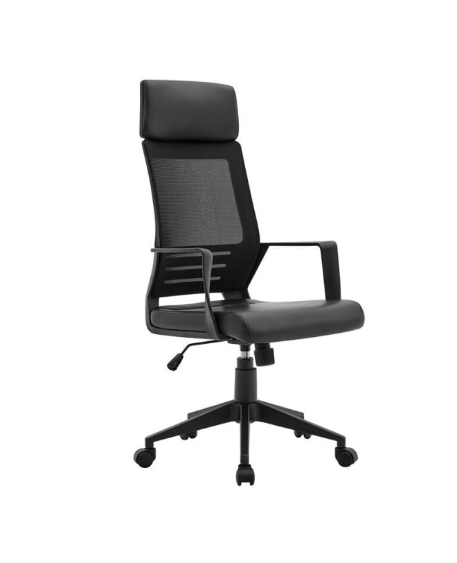 BF2500 Πολυθρόνα Γραφείου Διευθυντή Mesh Μαύρο - Pu Μαύρο  58x62x116/126cm